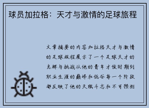 球员加拉格：天才与激情的足球旅程